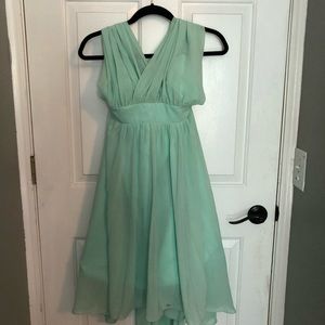 Kneelength multi wrap mint green bridesmaid dress